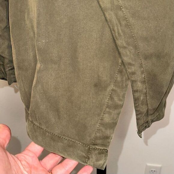 Nanette Lepore Womens Lyocell Army Green Military Jacket Medium Drape Front - Picture 6 of 11